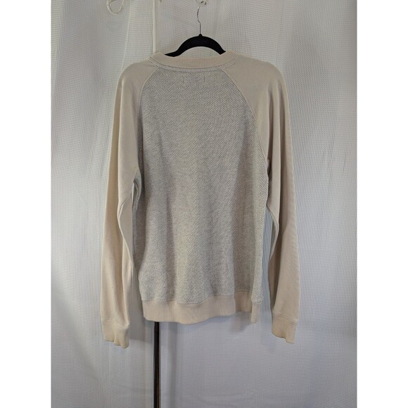 Men's Esprit Waffle Knit Crew Neck Long Sleeve Sweater Cream Gray Raglan L (D14) - Picture 4 of 9